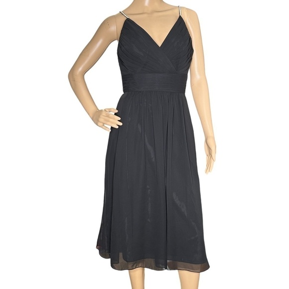 Jenny Packham Rhinestone Strap Short Bridesmaid Dress black NWT 8 - Picture 2 of 9